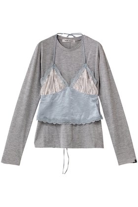 【プランク プロジェクト/PRANK PROJECT】のランジェリーコンビトップ / Lingerie Combi Top 人気、トレンドファッション・服の通販 founy(ファニー) ファッション Fashion レディースファッション Fashion for Women ワンピース Dresses トップス・カットソー Cut & Sew Tops コンビ Combo, Combination Style サテン Satin, Glossy Fabric スリーブ Sleeve, Long Sleeve / Short Sleeve ドッキング Docking, Mixed Material ランジェリー Lingerie, Intimate Wear レース Lace, Lace Fabric ロング Long, Long-Length |ID:prp329100004876970
