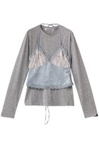 【プランク プロジェクト/PRANK PROJECT】のランジェリーコンビトップ / Lingerie Combi Top 人気、トレンドファッション・服の通販 founy(ファニー) ファッション Fashion レディースファッション Fashion for Women ワンピース Dresses トップス・カットソー Cut & Sew Tops コンビ Combo, Combination Style サテン Satin, Glossy Fabric スリーブ Sleeve, Long Sleeve / Short Sleeve ドッキング Docking, Mixed Material ランジェリー Lingerie, Intimate Wear レース Lace, Lace Fabric ロング Long, Long-Length thumbnail GRY(グレー)|ID: prp329100004876970 ipo3291000000036377315