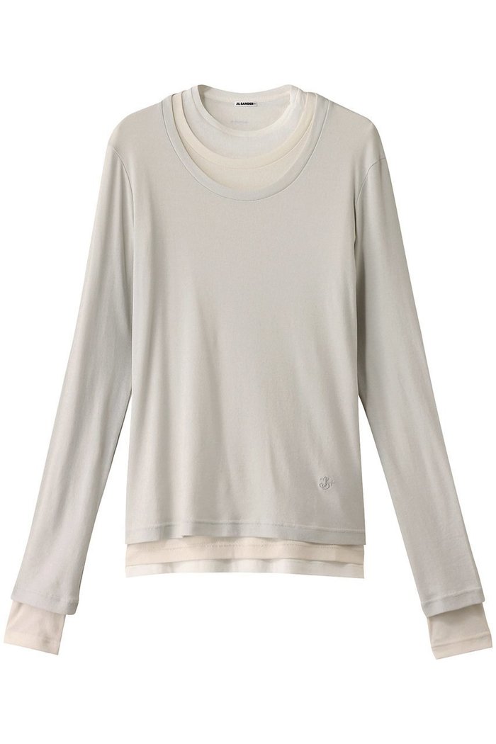 【ジル サンダー/JIL SANDER】の【JIL SANDER+】KIT レイヤード ロングスリーブTシャツ インテリア・キッズ・メンズ・レディースファッション・服の通販 founy(ファニー) https://founy.com/ ファッション Fashion レディースファッション Fashion for Women トップス・カットソー Cut & Sew Tops シャツ・ブラウス・オフィスカジュアル Elegant Blouses & Button-Ups ロングTシャツ・Tシャツ Longline T-Shirts & Tees カットソー・ベーシックTシャツ Cut-and-Sewn Tops / Stretch Tees & Basics コンパクト Compact, Small Size ショート Short, Short Length シンプル Simple, Minimal スリーブ Sleeve, Long Sleeve / Short Sleeve フィット Fit, Slim Fit ボトム Bottoms, Lower Wear ロング Long, Long-Length |ID: prp329100004876989 ipo3291000000036377454