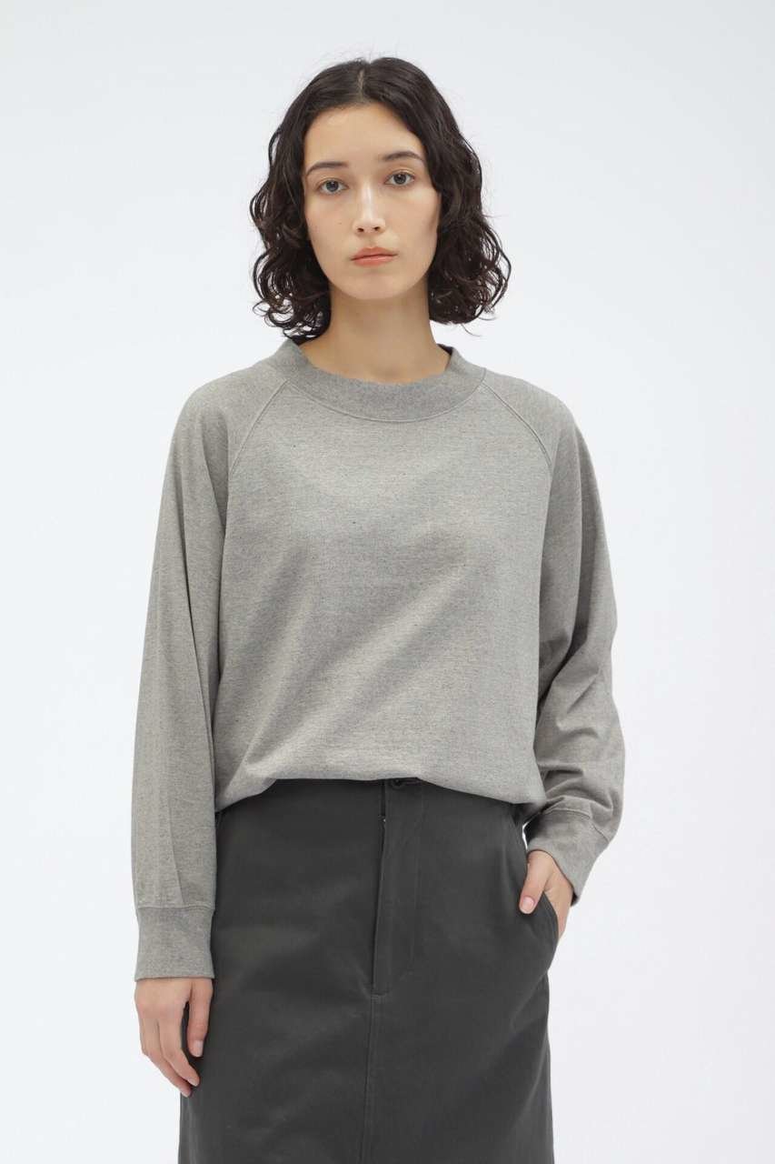 【マーガレットハウエル/MARGARET HOWELL】のUPCYCLING COTTON JERSEY インテリア・キッズ・メンズ・レディースファッション・服の通販 founy(ファニー) 　ファッション　Fashion　レディースファッション　Fashion for Women　トップス・カットソー　Cut & Sew Tops　シャツ・ブラウス・オフィスカジュアル　Elegant Blouses & Button-Ups　ロングTシャツ・Tシャツ　Longline T-Shirts & Tees　カットソー・ベーシックTシャツ　Cut-and-Sewn Tops / Stretch Tees & Basics　スリーブ　Sleeve, Long Sleeve / Short Sleeve　モックネック　Mock Neck, Short Turtleneck　リラックス　Relax, Relaxed Fit　ロング　Long, Long-Length　新作・新入荷　New Arrivals / New In　グレー|ID: prp329100004877234 ipo3291000000036381397