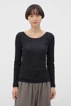 【マーガレットハウエル/MARGARET HOWELL】のCOTTON SILK RIB TOP 人気、トレンドファッション・服の通販 founy(ファニー) ファッション Fashion レディースファッション Fashion for Women トップス・カットソー Cut & Sew Tops シャツ・ブラウス・オフィスカジュアル Elegant Blouses & Button-Ups ロングTシャツ・Tシャツ Longline T-Shirts & Tees カットソー・ベーシックTシャツ Cut-and-Sewn Tops / Stretch Tees & Basics なめらか Smooth, Silky Texture シルク Silk, 100% Silk スリーブ Sleeve, Long Sleeve / Short Sleeve テレコ Ribbed, Rib Stitch フィット Fit, Slim Fit メランジ Melange, Mixed Yarn ロング Long, Long-Length 新作・新入荷 New Arrivals / New In thumbnail ブラック|ID: prp329100004877240 ipo3291000000036381447