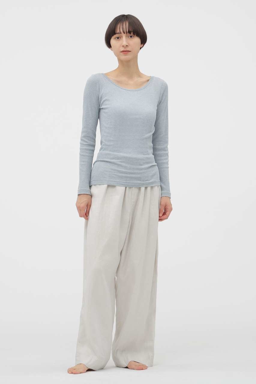 【マーガレットハウエル/MARGARET HOWELL】のCOTTON SILK RIB TOP 人気、トレンドファッション・服の通販 founy(ファニー) 　ファッション　Fashion　レディースファッション　Fashion for Women　トップス・カットソー　Cut & Sew Tops　シャツ・ブラウス・オフィスカジュアル　Elegant Blouses & Button-Ups　ロングTシャツ・Tシャツ　Longline T-Shirts & Tees　カットソー・ベーシックTシャツ　Cut-and-Sewn Tops / Stretch Tees & Basics　なめらか　Smooth, Silky Texture　シルク　Silk, 100% Silk　スリーブ　Sleeve, Long Sleeve / Short Sleeve　テレコ　Ribbed, Rib Stitch　フィット　Fit, Slim Fit　メランジ　Melange, Mixed Yarn　ロング　Long, Long-Length　新作・新入荷　New Arrivals / New In　other-2|ID: prp329100004877240 ipo3291000000036381450