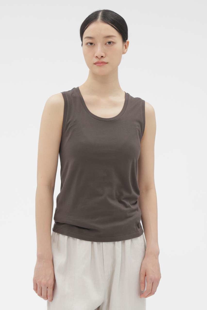 【マーガレットハウエル/MARGARET HOWELL】のSUPERFINE COTTON JERSEY TOP インテリア・キッズ・メンズ・レディースファッション・服の通販 founy(ファニー) 　ファッション　Fashion　レディースファッション　Fashion for Women　トップス・カットソー　Cut & Sew Tops　キャミソール&ノースリーブ　Camisoles & Sleeveless Tops　シャツ・ブラウス・オフィスカジュアル　Elegant Blouses & Button-Ups　ロングTシャツ・Tシャツ　Longline T-Shirts & Tees　カットソー・ベーシックTシャツ　Cut-and-Sewn Tops / Stretch Tees & Basics　なめらか　Smooth, Silky Texture　インナー　Innerwear　キャミソール　Camisole, Spaghetti Strap Top　タンク　Tank Top, Sleeveless Top　新作・新入荷　New Arrivals / New In　カーキ|ID: prp329100004877245 ipo3291000000036381486