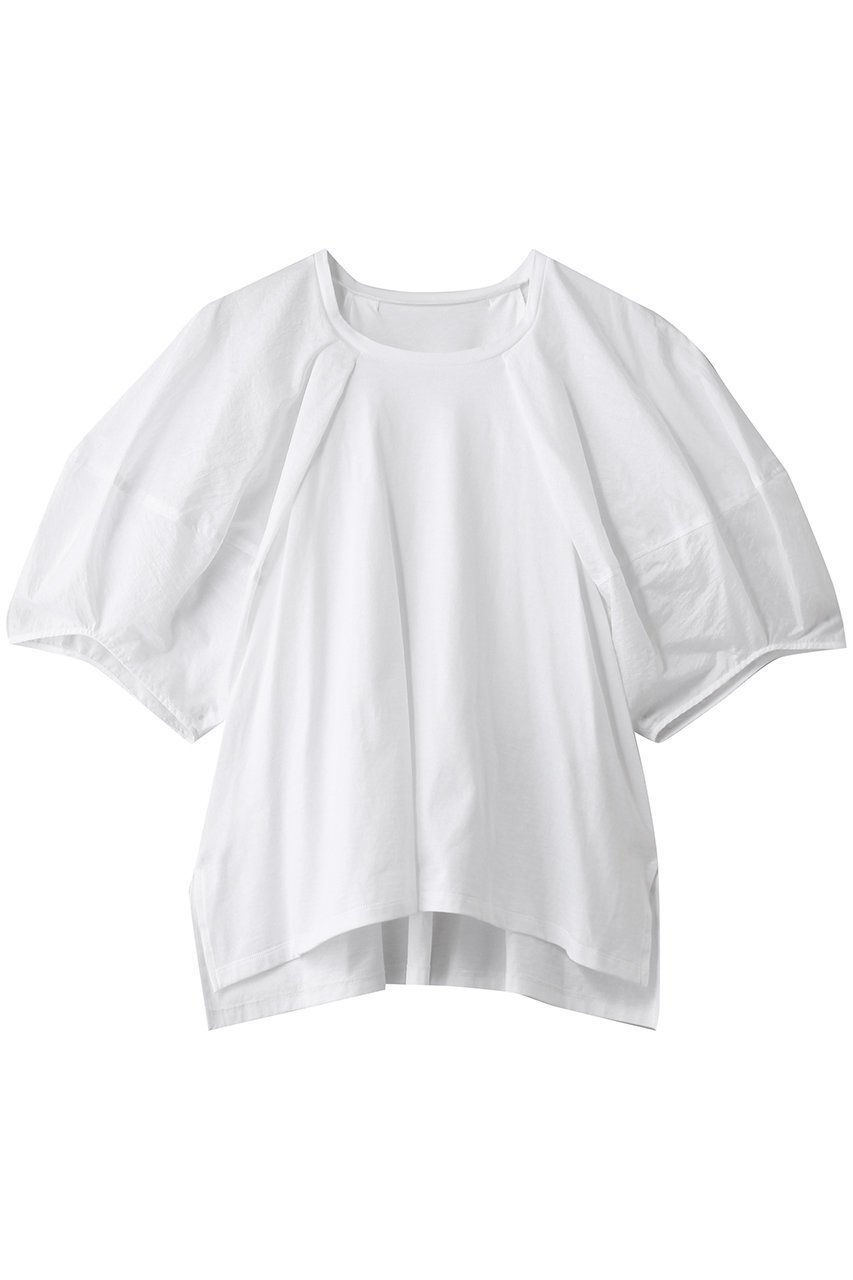 【ランバン オン ブルー/LANVIN en Bleu】のコクーンスリーブコンビカットソー インテリア・キッズ・メンズ・レディースファッション・服の通販 founy(ファニー) 　ファッション　Fashion　レディースファッション　Fashion for Women　トップス・カットソー　Cut & Sew Tops　シャツ・ブラウス・オフィスカジュアル　Elegant Blouses & Button-Ups　ロングTシャツ・Tシャツ　Longline T-Shirts & Tees　カットソー・ベーシックTシャツ　Cut-and-Sewn Tops / Stretch Tees & Basics　カットソー　Cut and Sewn Top　ショート　Short, Short Length　シンプル　Simple, Minimal　スリーブ　Sleeve, Long Sleeve / Short Sleeve　ヘムライン　Hemline, Bottom Cut　ボトム　Bottoms, Lower Wear　新作・新入荷　New Arrivals / New In　オフ|ID: prp329100004877247 ipo3291000000036381502