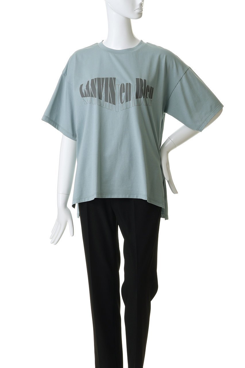 【ランバン オン ブルー/LANVIN en Bleu】のSummer paradise ロゴTシャツ 人気、トレンドファッション・服の通販 founy(ファニー) 　ファッション　Fashion　レディースファッション　Fashion for Women　トップス・カットソー　Cut & Sew Tops　シャツ・ブラウス・オフィスカジュアル　Elegant Blouses & Button-Ups　ロングTシャツ・Tシャツ　Longline T-Shirts & Tees　カットソー・ベーシックTシャツ　Cut-and-Sewn Tops / Stretch Tees & Basics　ショート　Short, Short Length　スリット　Slit, Slit Detail　スリーブ　Sleeve, Long Sleeve / Short Sleeve　フロント　Front, Front Design　夏　Summer　新作・新入荷　New Arrivals / New In　other-2|ID: prp329100004877249 ipo3291000000036381520