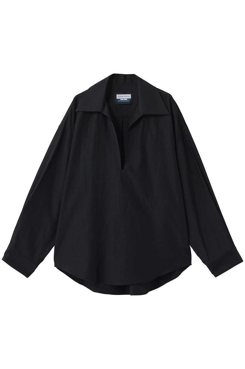 【メゾンスペシャル/MAISON SPECIAL】の【UNISEX】DEEP FRONT スキッパーシャツ インテリア・キッズ・メンズ・レディースファッション・服の通販 founy(ファニー) 　ファッション　Fashion　レディースファッション　Fashion for Women　トップス・カットソー　Cut & Sew Tops　シャツ・ブラウス・オフィスカジュアル　Elegant Blouses & Button-Ups　ユニセックス　Unisex, Genderless　インナー　Innerwear　ショルダー　Shoulder, Shoulder Strap　ジャケット　Jacket, Outerwear　スキッパー　Skipper, Open Collar　スリーブ　Sleeve, Long Sleeve / Short Sleeve　ドロップ　Drop Shoulder, Dropped Style　ロング　Long, Long-Length　新作・新入荷　New Arrivals / New In　BLK(ブラック)|ID: prp329100004877269 ipo3291000000036381669