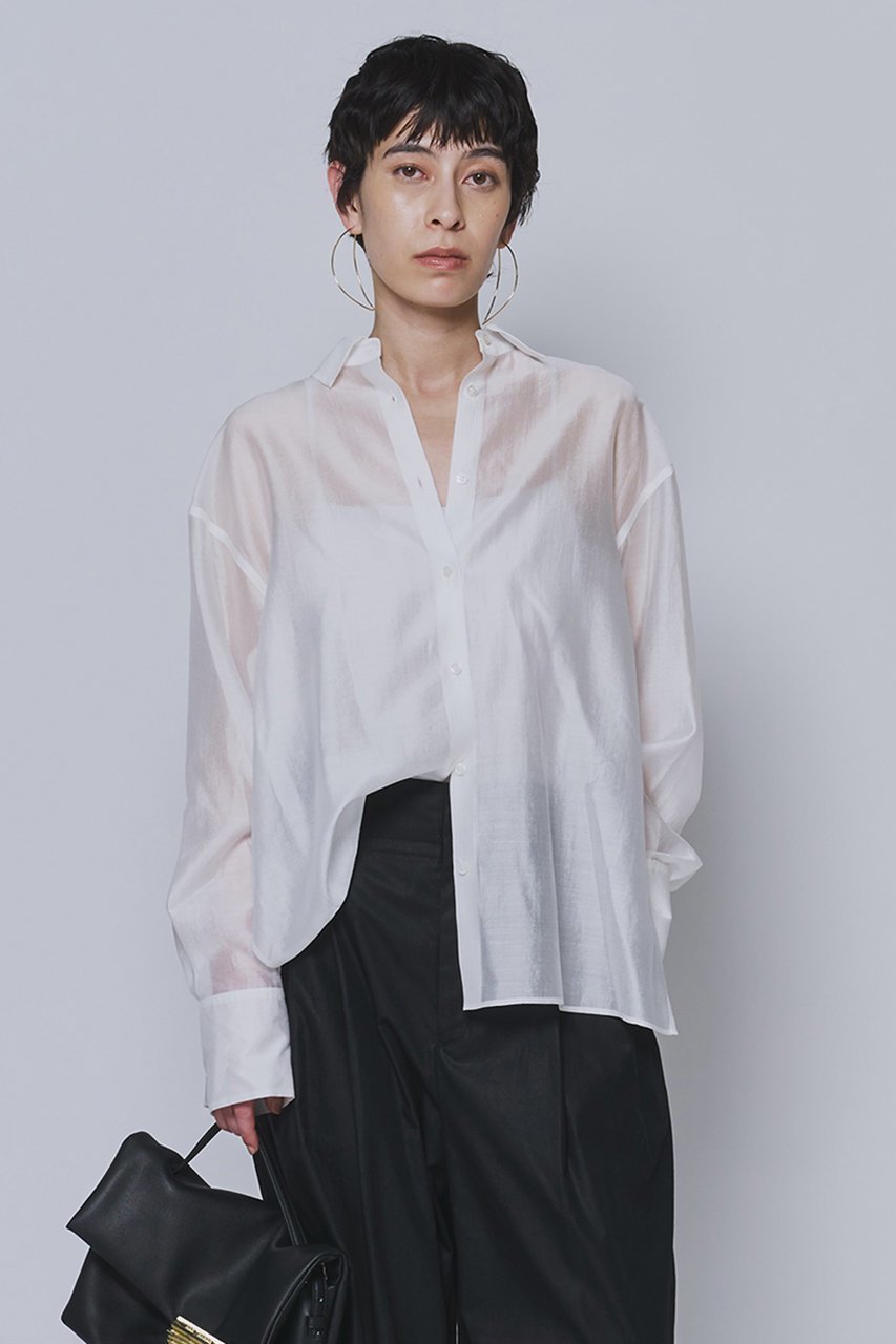 【プルミエ アロンディスモン/1er Arrondissement】のシアーテンセルシャツ 人気、トレンドファッション・服の通販 founy(ファニー) 　ファッション　Fashion　レディースファッション　Fashion for Women　トップス・カットソー　Cut & Sew Tops　シャツ・ブラウス・オフィスカジュアル　Elegant Blouses & Button-Ups　シアー　Sheer, See-Through　スリーブ　Sleeve, Long Sleeve / Short Sleeve　ロング　Long, Long-Length　新作・新入荷　New Arrivals / New In　 other-1|ID: prp329100004877270 ipo3291000000036381674