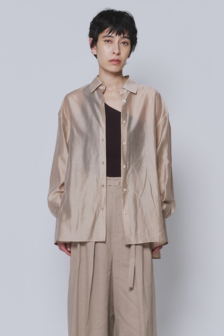 【プルミエ アロンディスモン/1er Arrondissement】のシアーテンセルシャツ インテリア・キッズ・メンズ・レディースファッション・服の通販 founy(ファニー) 　ファッション　Fashion　レディースファッション　Fashion for Women　トップス・カットソー　Cut & Sew Tops　シャツ・ブラウス・オフィスカジュアル　Elegant Blouses & Button-Ups　シアー　Sheer, See-Through　スリーブ　Sleeve, Long Sleeve / Short Sleeve　ロング　Long, Long-Length　新作・新入荷　New Arrivals / New In　ベージュ|ID: prp329100004877270 ipo3291000000036381678