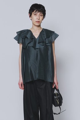 【プルミエ アロンディスモン/1er Arrondissement】 シアーテンセルフリルブラウス人気、トレンドファッション・服の通販 founy(ファニー) ファッション Fashion レディースファッション Fashion for Women トップス・カットソー Cut & Sew Tops シャツ・ブラウス・オフィスカジュアル Elegant Blouses & Button-Ups ショート Short, Short Length シンプル Simple, Minimal スラックス Slacks, Dress Pants スリーブ Sleeve, Long Sleeve / Short Sleeve エレガント 上品 Elegant 新作・新入荷 New Arrivals / New In |ID:prp329100004877271