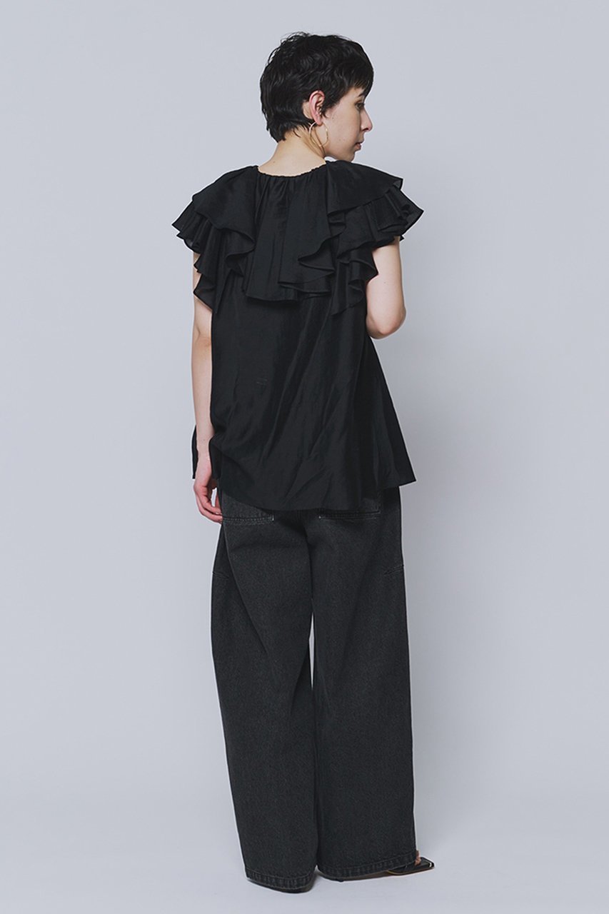 【プルミエ アロンディスモン/1er Arrondissement】のシアーテンセルフリルブラウス 人気、トレンドファッション・服の通販 founy(ファニー) 　ファッション　Fashion　レディースファッション　Fashion for Women　トップス・カットソー　Cut & Sew Tops　シャツ・ブラウス・オフィスカジュアル　Elegant Blouses & Button-Ups　ショート　Short, Short Length　シンプル　Simple, Minimal　スラックス　Slacks, Dress Pants　スリーブ　Sleeve, Long Sleeve / Short Sleeve　エレガント 上品　Elegant　新作・新入荷　New Arrivals / New In　other-4|ID: prp329100004877271 ipo3291000000036381687