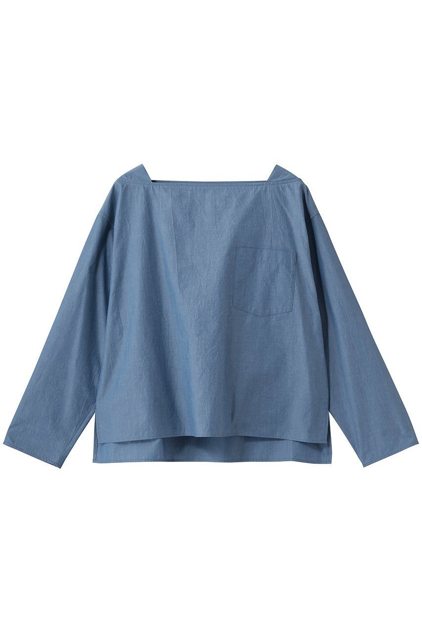 【エリオポール/heliopole】のスクエアネックプルオーバー インテリア・キッズ・メンズ・レディースファッション・服の通販 founy(ファニー) 　ファッション　Fashion　レディースファッション　Fashion for Women　トップス・カットソー　Cut & Sew Tops　シャツ・ブラウス・オフィスカジュアル　Elegant Blouses & Button-Ups　カジュアルプルオーバー・ニットトップス　Pullovers & Knit Tops / Casual Pullovers　シンプル　Simple, Minimal　スクエア　Square, Square Shape　スリット　Slit, Slit Detail　スリーブ　Sleeve, Long Sleeve / Short Sleeve　デコルテ　Décolleté, Neckline　ロング　Long, Long-Length　新作・新入荷　New Arrivals / New In　ダークブルー|ID: prp329100004877273 ipo3291000000036381700