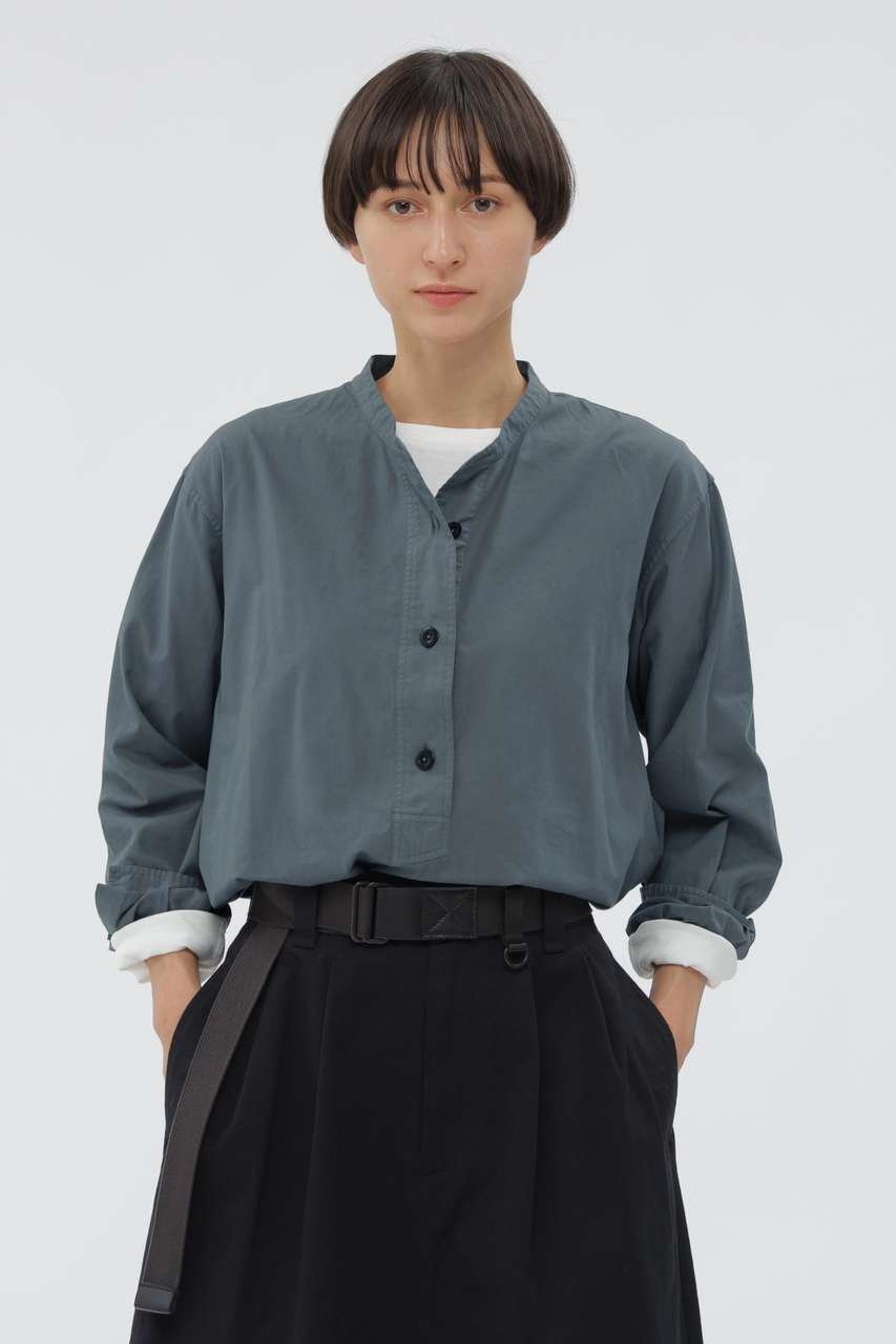 【マーガレットハウエル/MARGARET HOWELL】のGARMENT DYE COTTON SHIRTING SHIRT インテリア・キッズ・メンズ・レディースファッション・服の通販 founy(ファニー) 　ファッション　Fashion　レディースファッション　Fashion for Women　トップス・カットソー　Cut & Sew Tops　シャツ・ブラウス・オフィスカジュアル　Elegant Blouses & Button-Ups　スリーブ　Sleeve, Long Sleeve / Short Sleeve　フィット　Fit, Slim Fit　リラックス　Relax, Relaxed Fit　ロング　Long, Long-Length　ヴィンテージ　Vintage Style　エレガント 上品　Elegant　新作・新入荷　New Arrivals / New In　ブルー|ID: prp329100004877274 ipo3291000000036381708