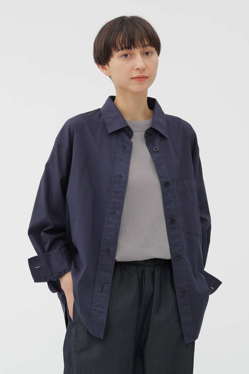 【マーガレットハウエル/MARGARET HOWELL】のGARMENT DYE COTTON SHIRTING SHIRT インテリア・キッズ・メンズ・レディースファッション・服の通販 founy(ファニー) 　ファッション　Fashion　レディースファッション　Fashion for Women　トップス・カットソー　Cut & Sew Tops　シャツ・ブラウス・オフィスカジュアル　Elegant Blouses & Button-Ups　スリーブ　Sleeve, Long Sleeve / Short Sleeve　ポケット　Pocket, Pocket Detail　レギュラー　Regular, Standard Fit　ロング　Long, Long-Length　ヴィンテージ　Vintage Style　新作・新入荷　New Arrivals / New In　ネイビー|ID: prp329100004877275 ipo3291000000036381717