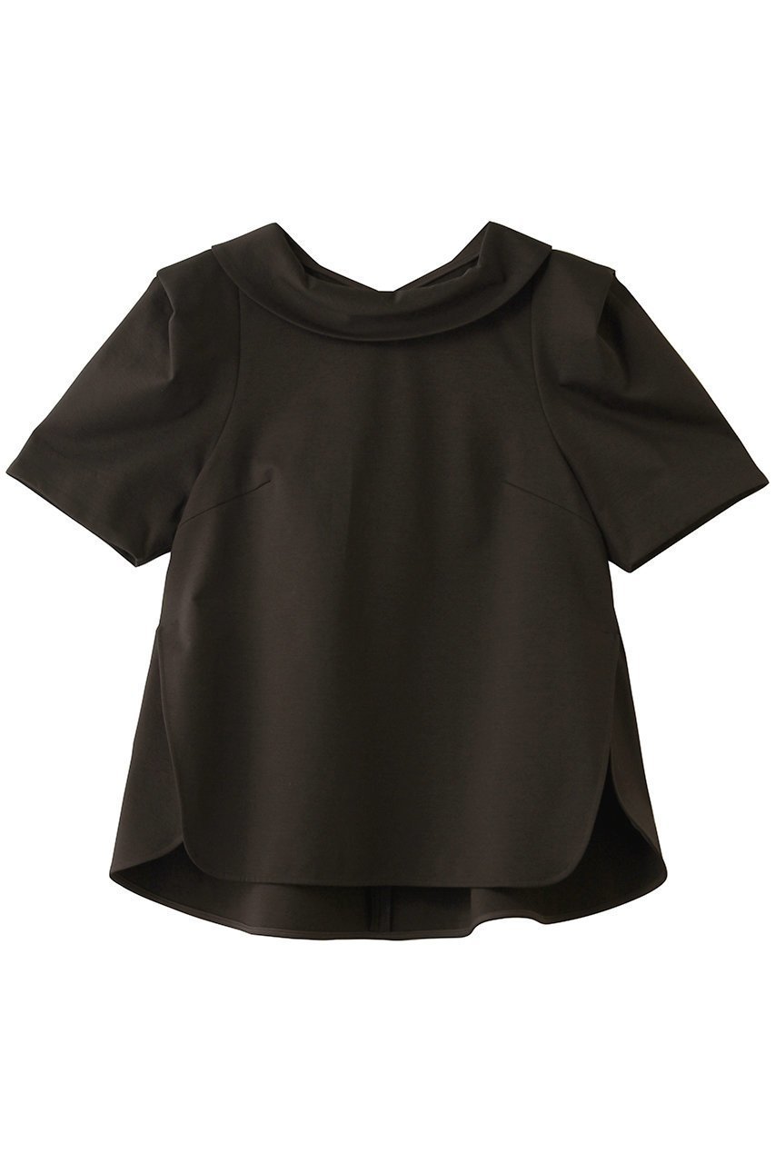 【ランバン オン ブルー/LANVIN en Bleu】のコットンコンプレッシャーロールカラーブラウス インテリア・キッズ・メンズ・レディースファッション・服の通販 founy(ファニー) 　ファッション　Fashion　レディースファッション　Fashion for Women　トップス・カットソー　Cut & Sew Tops　シャツ・ブラウス・オフィスカジュアル　Elegant Blouses & Button-Ups　クラシカル　Classical, Vintage-Inspired　ショート　Short, Short Length　スリット　Slit, Slit Detail　スリーブ　Sleeve, Long Sleeve / Short Sleeve　デニム　Denim, Jeans Material　バランス　Balance, Style Balance　エレガント 上品　Elegant　新作・新入荷　New Arrivals / New In　ブラウン|ID: prp329100004877276 ipo3291000000036381725