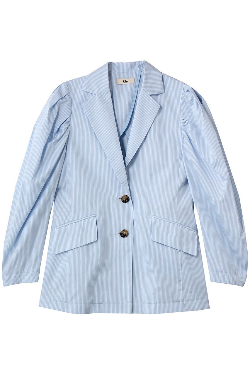 【ウーア/Uhr】のギャザー スリーブ シャツ ジャケット インテリア・キッズ・メンズ・レディースファッション・服の通販 founy(ファニー) 　ファッション　Fashion　レディースファッション　Fashion for Women　アウター　Coat / Outerwear Collection　レディースジャケット・軽アウター　Jackets　ギャザー　Gathered, Ruffled　ジャケット　Jacket, Outerwear　スリーブ　Sleeve, Long Sleeve / Short Sleeve　フェミニン　Feminine, Girly　夏　Summer　新作・新入荷　New Arrivals / New In　春　Spring　S/S・春夏　SS, Spring/Summer, Warm Season　ストライプ|ID: prp329100004877294 ipo3291000000036381876