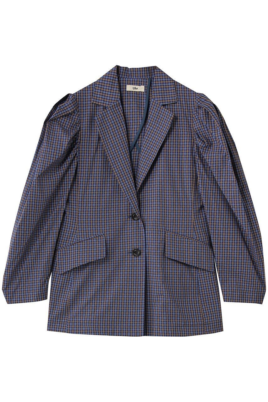 【ウーア/Uhr】のギャザー スリーブ シャツ ジャケット インテリア・キッズ・メンズ・レディースファッション・服の通販 founy(ファウニー) 　ファッション　Fashion　レディースファッション　Fashion for Women　アウター　Coat / Outerwear Collection　レディースジャケット・軽アウター　Jackets　ギャザー　Gathered, Ruffled　ジャケット　Jacket, Outerwear　スリーブ　Sleeve, Long Sleeve / Short Sleeve　フェミニン　Feminine, Girly　夏　Summer　春　Spring　S/S・春夏　SS, Spring/Summer, Warm Season　ネイビーチェック|ID: prp329100004877294 ipo3291000000036904399