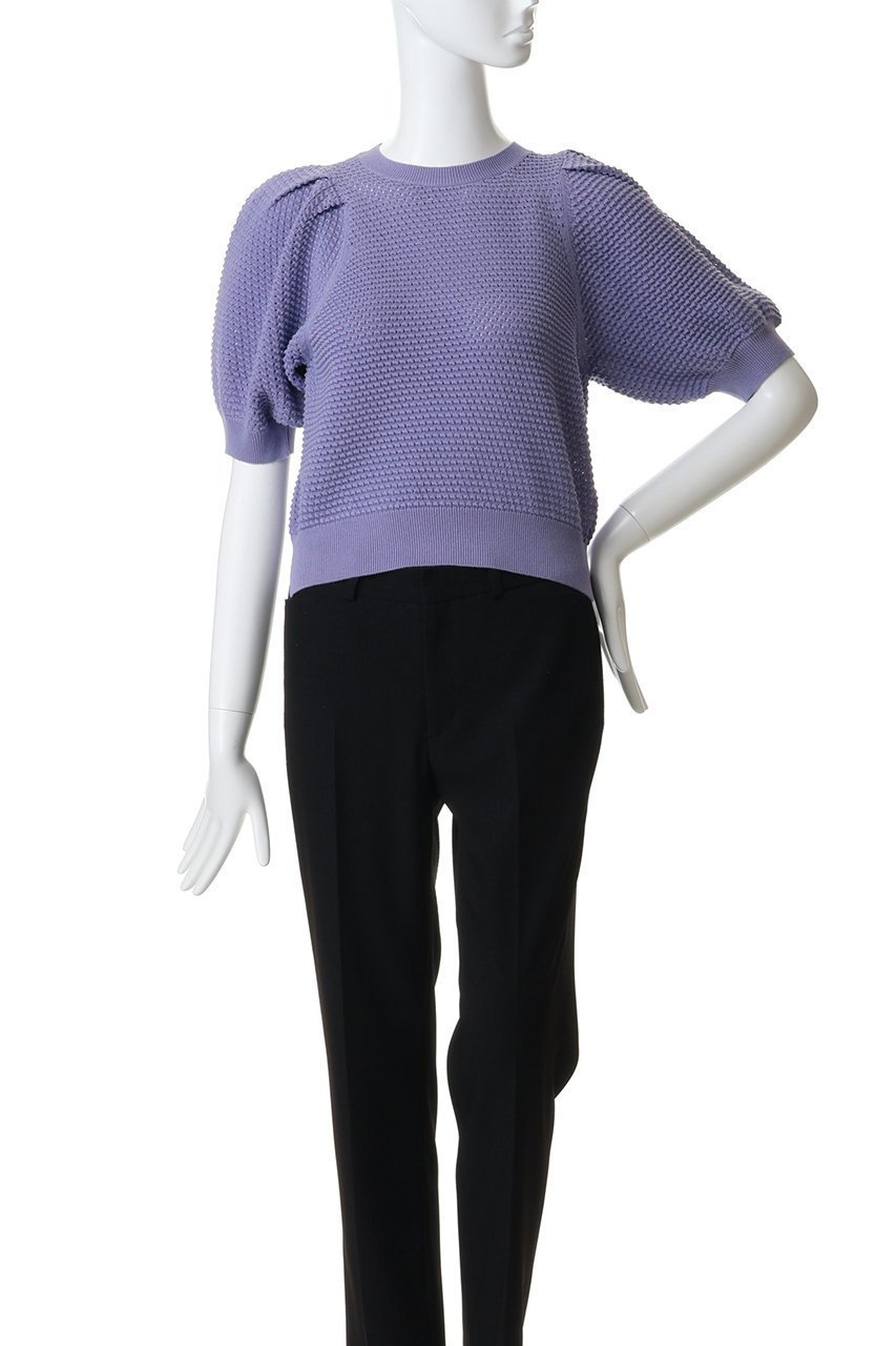 【ランバン オン ブルー/LANVIN en Bleu】のアイレットパフスリーブニット 人気、トレンドファッション・服の通販 founy(ファニー) 　ファッション　Fashion　レディースファッション　Fashion for Women　トップス・カットソー　Cut & Sew Tops　ニット　Knit Tops & Sweaters　カジュアルプルオーバー・ニットトップス　Pullovers & Knit Tops / Casual Pullovers　スリーブ　Sleeve, Long Sleeve / Short Sleeve　フィット　Fit, Slim Fit　フェミニン　Feminine, Girly　エレガント 上品　Elegant　新作・新入荷　New Arrivals / New In　other-2|ID: prp329100004877297 ipo3291000000036381911