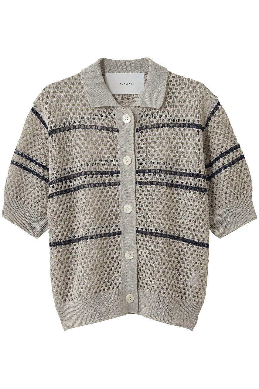 【アダワス/ADAWAS】のメッシュ ポロカーディガン インテリア・キッズ・メンズ・レディースファッション・服の通販 founy(ファニー) 　ファッション　Fashion　レディースファッション　Fashion for Women　トップス・カットソー　Cut & Sew Tops　ニット　Knit Tops & Sweaters　カーディガン・羽織り　Layered Style Cardigans　カジュアルプルオーバー・ニットトップス　Pullovers & Knit Tops / Casual Pullovers　カーディガン　Cardigan, Knitwear　コンパクト　Compact, Small Size　ボーダー　Border, Stripe　メッシュ　Mesh, Net Fabric　ランダム　Random, Irregular　新作・新入荷　New Arrivals / New In　サンド|ID: prp329100004877299 ipo3291000000036381927