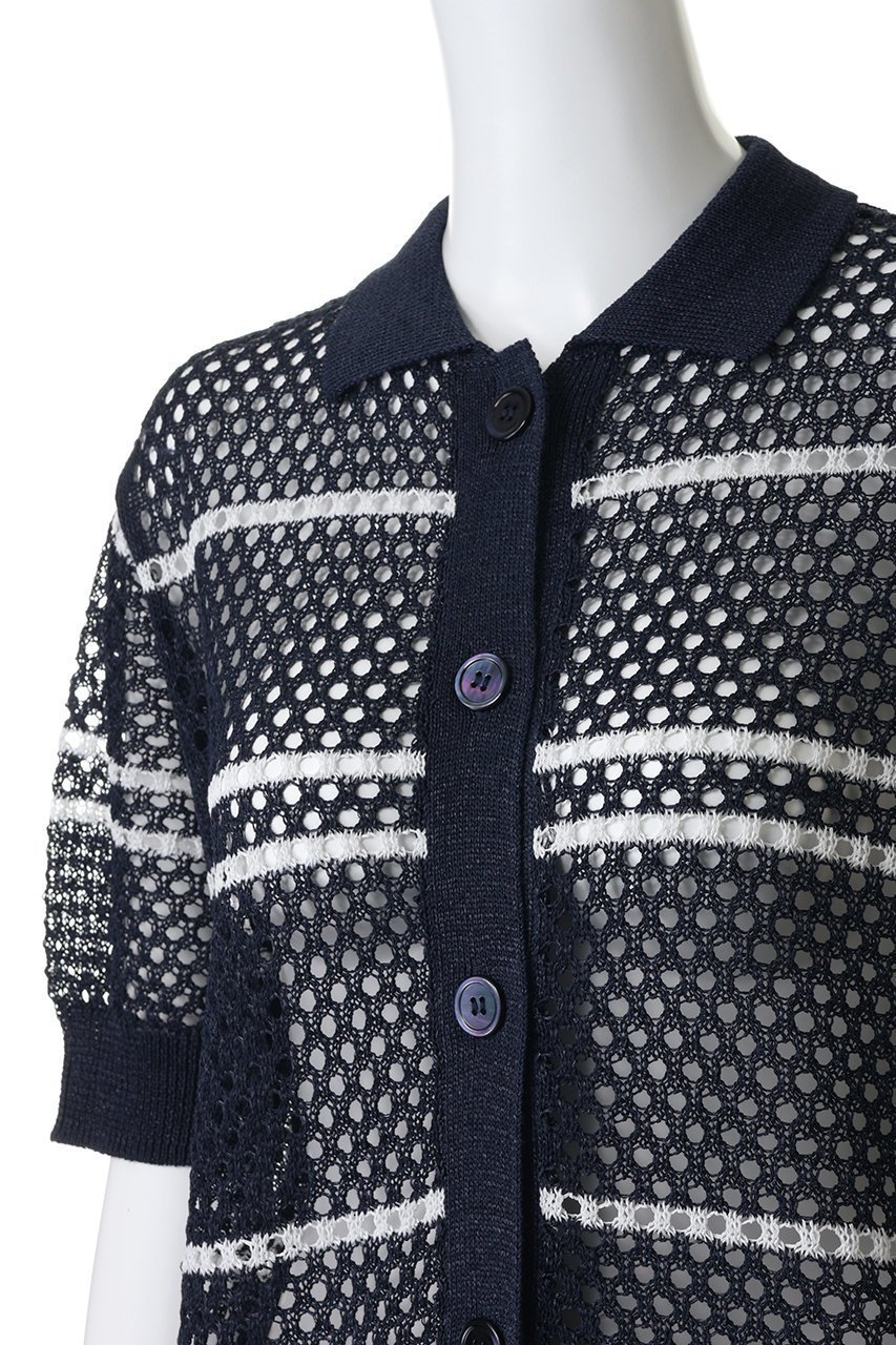 【アダワス/ADAWAS】のメッシュ ポロカーディガン 人気、トレンドファッション・服の通販 founy(ファニー) 　ファッション　Fashion　レディースファッション　Fashion for Women　トップス・カットソー　Cut & Sew Tops　ニット　Knit Tops & Sweaters　カーディガン・羽織り　Layered Style Cardigans　カジュアルプルオーバー・ニットトップス　Pullovers & Knit Tops / Casual Pullovers　カーディガン　Cardigan, Knitwear　コンパクト　Compact, Small Size　ボーダー　Border, Stripe　メッシュ　Mesh, Net Fabric　ランダム　Random, Irregular　新作・新入荷　New Arrivals / New In　other-5|ID: prp329100004877299 ipo3291000000036381932