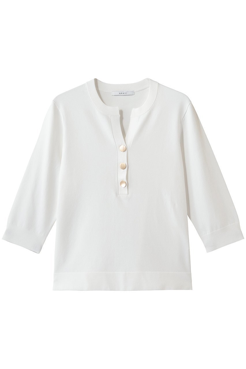 【アナイ/ANAYI】のRY/PEストレッチキーネックプルオーバー 人気、トレンドファッション・服の通販 founy(ファニー) 　ファッション　Fashion　レディースファッション　Fashion for Women　トップス・カットソー　Cut & Sew Tops　ニット　Knit Tops & Sweaters　カジュアルプルオーバー・ニットトップス　Pullovers & Knit Tops / Casual Pullovers　コンパクト　Compact, Small Size　ストレッチ　Stretch, Stretchy Fabric　デコルテ　Décolleté, Neckline　メタル　Metal, Metal Parts　エレガント 上品　Elegant　新作・新入荷　New Arrivals / New In　 other-1|ID: prp329100004877302 ipo3291000000036381947