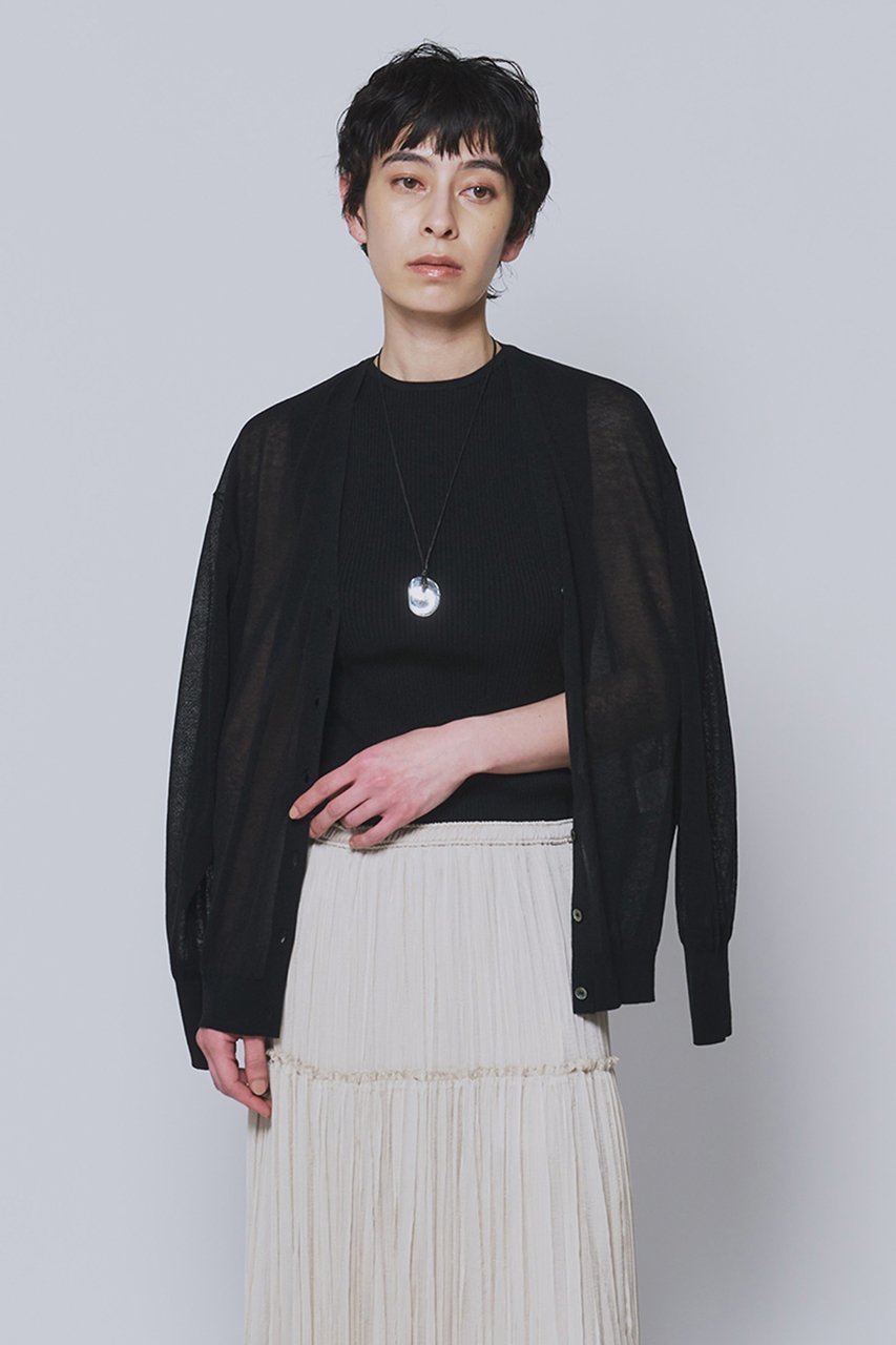 【プルミエ アロンディスモン/1er Arrondissement】のコットンナイロンシアーカーディガン インテリア・キッズ・メンズ・レディースファッション・服の通販 founy(ファニー) 　ファッション　Fashion　レディースファッション　Fashion for Women　トップス・カットソー　Cut & Sew Tops　ニット　Knit Tops & Sweaters　カーディガン・羽織り　Layered Style Cardigans　おすすめ　Recommended / Our Picks　カーディガン　Cardigan, Knitwear　シアー　Sheer, See-Through　セットアップ　Set-Up, Coordinated Outfit　エレガント 上品　Elegant　夏　Summer　新作・新入荷　New Arrivals / New In　ブラック|ID: prp329100004877303 ipo3291000000036381967