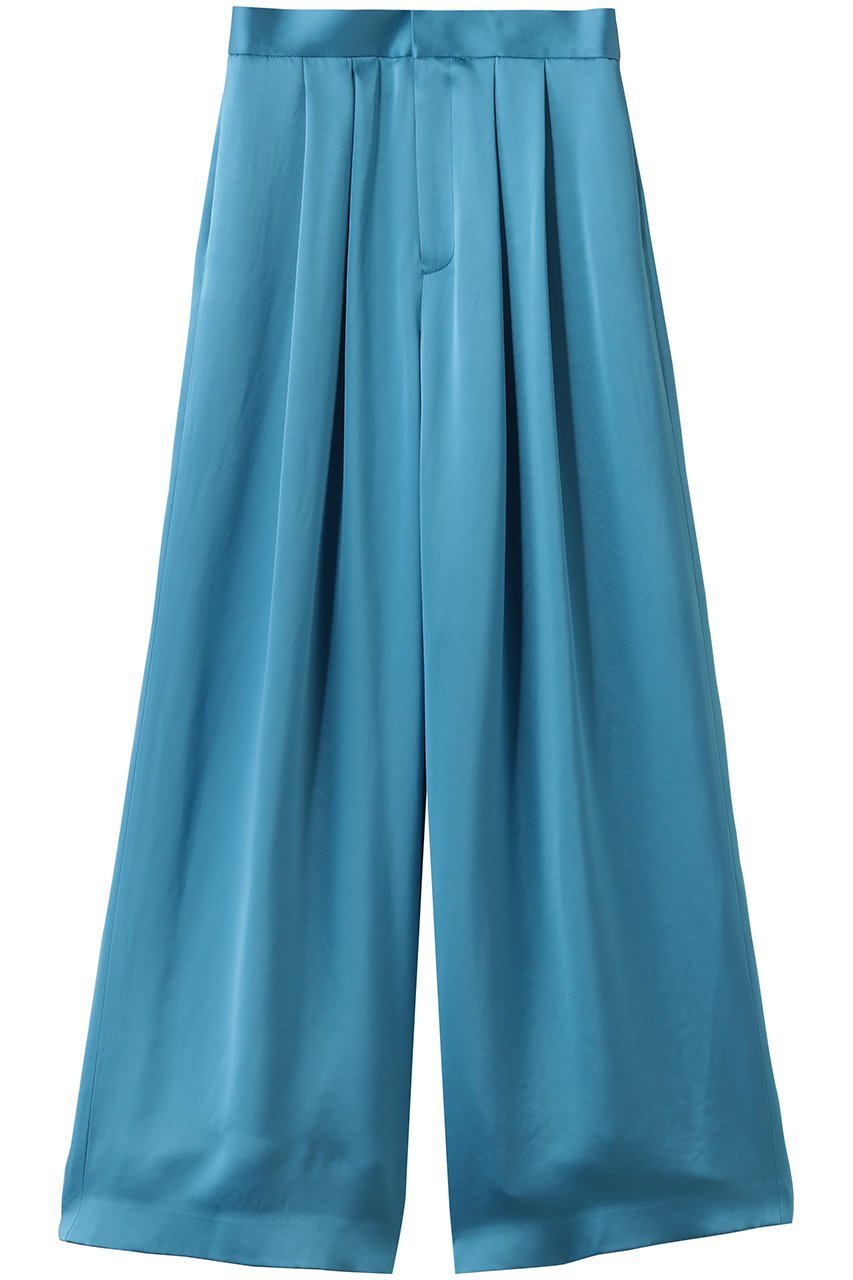 【アルアバイル/allureville】の【Loulou Willoughby】サテンタックパンツ インテリア・キッズ・メンズ・レディースファッション・服の通販 founy(ファニー) 　ファッション　Fashion　レディースファッション　Fashion for Women　パンツ　Pants & Trousers　サテン　Satin, Glossy Fabric　ジャケット　Jacket, Outerwear　ストレート　Straight, Straight Cut　フロント　Front, Front Design　リュクス　Luxury, Elegant, High-End, Chic　ワイド　Wide, Wide Fit　エレガント 上品　Elegant　新作・新入荷　New Arrivals / New In　ブルー|ID: prp329100004877310 ipo3291000000036382022