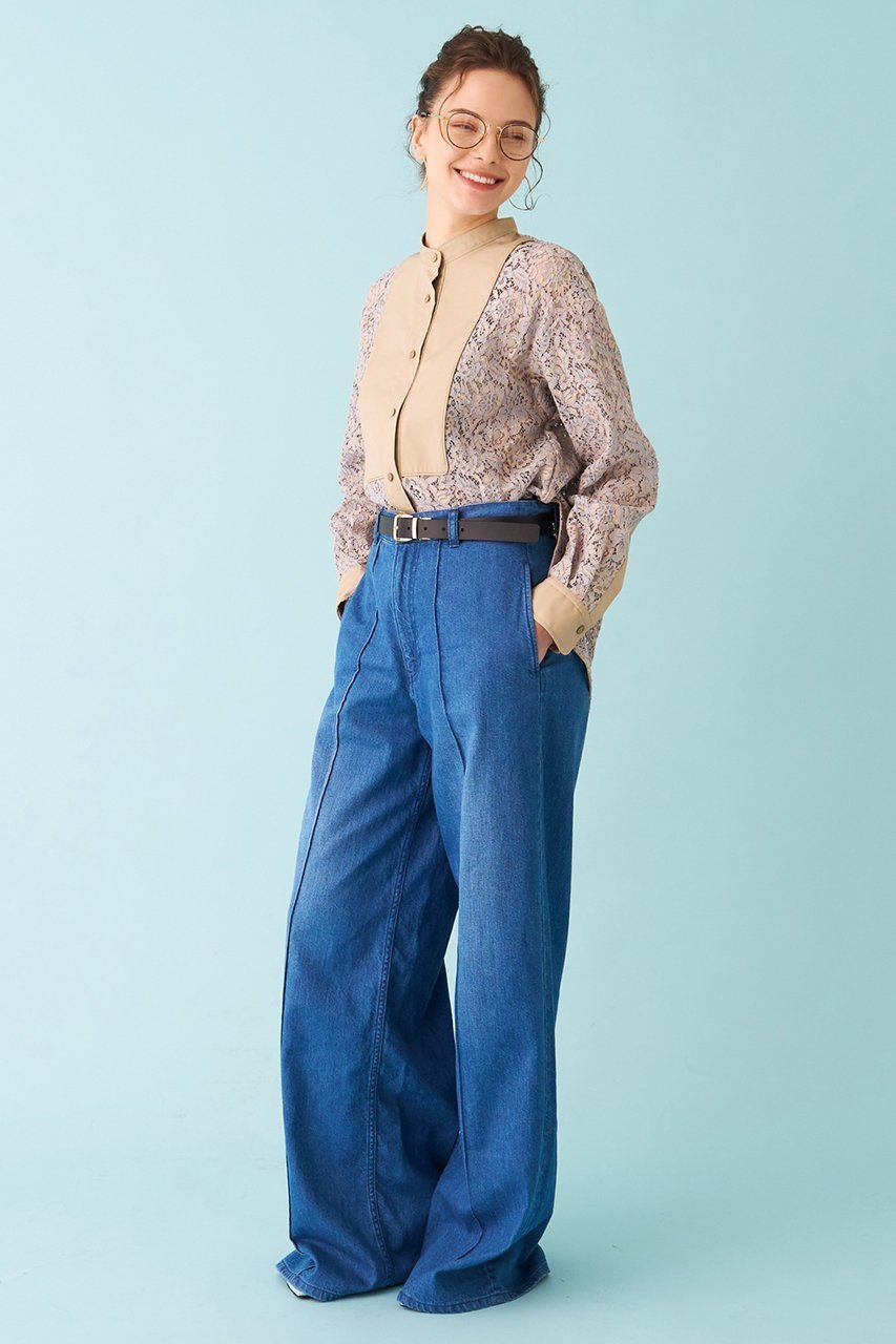 【デザイン ワークス/DESIGN WORKS】のセミワイドデニムパンツ 人気、トレンドファッション・服の通販 founy(ファニー) 　ファッション　Fashion　レディースファッション　Fashion for Women　パンツ　Pants & Trousers　デニムパンツ・ジーンズ・美脚デニム　Denim Jeans & Pants　デニム　Denim, Jeans Material　パターン　Pattern, Design Print　フィット　Fit, Slim Fit　フロント　Front, Front Design　夏　Summer　新作・新入荷　New Arrivals / New In　春　Spring　S/S・春夏　SS, Spring/Summer, Warm Season　other-7|ID: prp329100004877320 ipo3291000000036382108