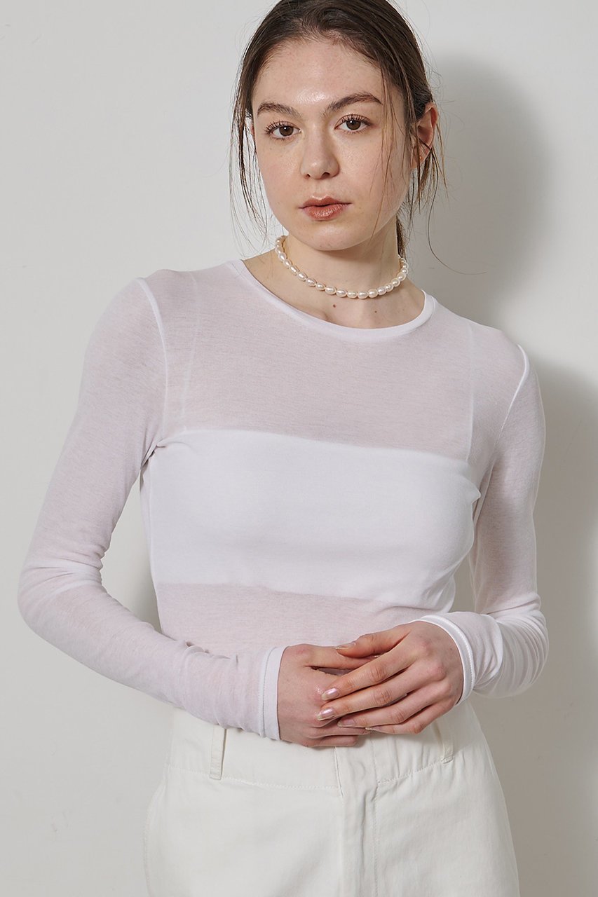 【ウィムガゼット/Whim Gazette】のシアーストレッチロンTEE 人気、トレンドファッション・服の通販 founy(ファニー) 　ファッション　Fashion　レディースファッション　Fashion for Women　トップス・カットソー　Cut & Sew Tops　シャツ・ブラウス・オフィスカジュアル　Elegant Blouses & Button-Ups　ロングTシャツ・Tシャツ　Longline T-Shirts & Tees　カットソー・ベーシックTシャツ　Cut-and-Sewn Tops / Stretch Tees & Basics　インナー　Innerwear　シアー　Sheer, See-Through　シンプル　Simple, Minimal　ジャケット　Jacket, Outerwear　スタンダード　Standard, Basic　スリーブ　Sleeve, Long Sleeve / Short Sleeve　ベーシック　Basic, Essential　ロング　Long, Long-Length　エレガント 上品　Elegant　新作・新入荷　New Arrivals / New In　 other-1|ID: prp329100004877660 ipo3291000000036385668