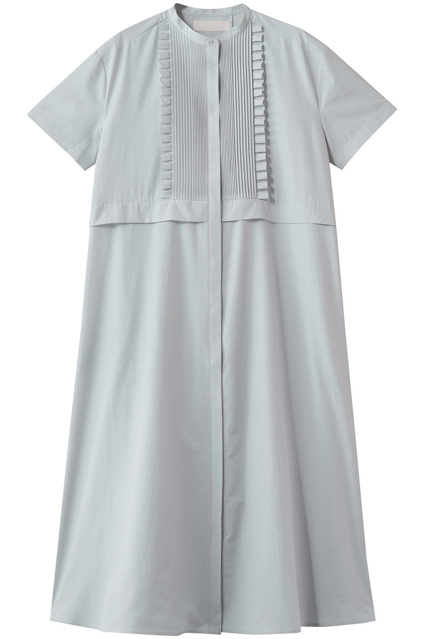 【マリリンムーン/MARILYN MOON】のタックフリルフレアハーフスリーブシャツワンピース インテリア・キッズ・メンズ・レディースファッション・服の通販 founy(ファニー) 　ファッション　Fashion　レディースファッション　Fashion for Women　ワンピース　Dresses　シャツワンピース / 1枚で着映えコーデ　Shirt Dresses　チュニック　Tunic Tops & Dresses　おすすめ　Recommended / Our Picks　チュニック　Tunic, Long Top　フリル　Frill, Ruffle　フレア　Flare, Flared　ロング　Long, Long-Length　新作・新入荷　New Arrivals / New In　アイスグレー|ID: prp329100004877665 ipo3291000000036385704