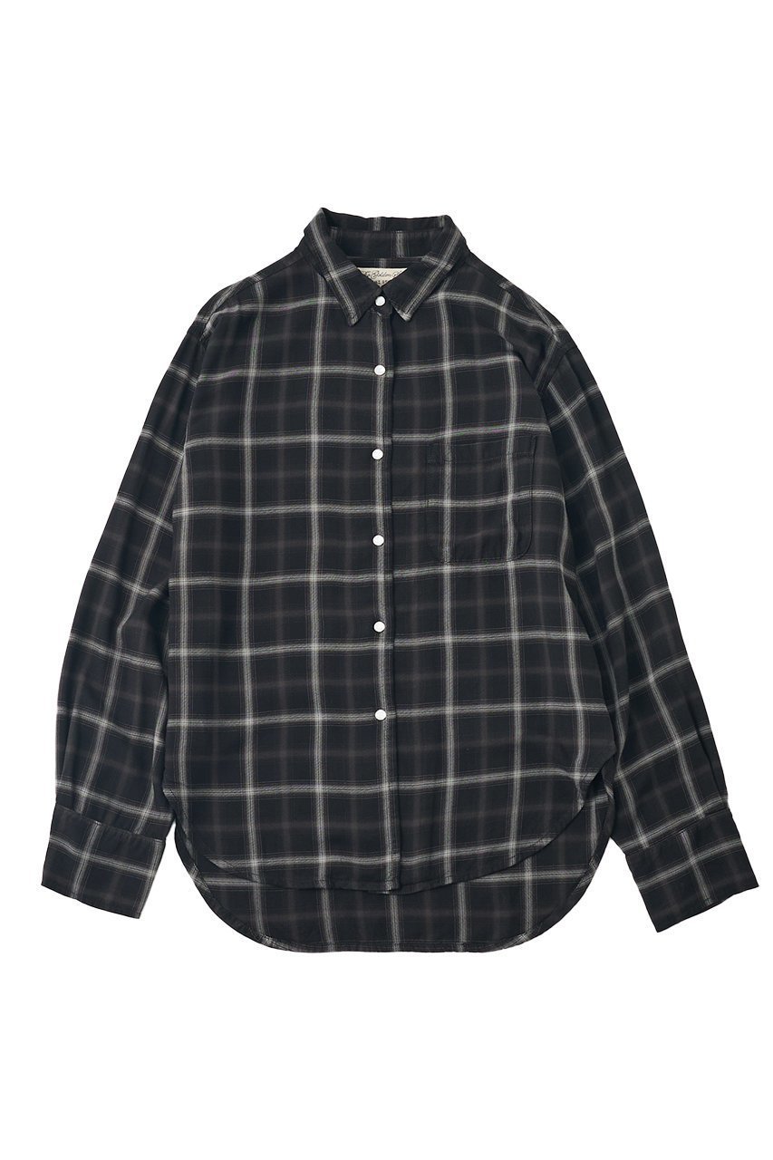 【ザ ストア バイ シー/THE STORE by C】の【REMI RELIEF】【別注】レーヨンツイルチェックシャツ2 インテリア・キッズ・メンズ・レディースファッション・服の通販 founy(ファウニー) 　ファッション　Fashion　レディースファッション　Fashion for Women　トップス・カットソー　Cut & Sew Tops　シャツ・ブラウス・オフィスカジュアル　Elegant Blouses & Button-Ups　ウォッシュ　Washed Finish　カフス　Cuff Design　スリット　Slit, Slit Detail　スリーブ　Sleeve, Long Sleeve / Short Sleeve　チェック　Check, Plaid, Tartan　ドット　Polka Dot, Dot Pattern　ポケット　Pocket, Pocket Detail　ロング　Long, Long-Length　エレガント 上品　Elegant　別注　Limited Edition, Custom Order　ブラック|ID: prp329100004877677 ipo3291000000036897866