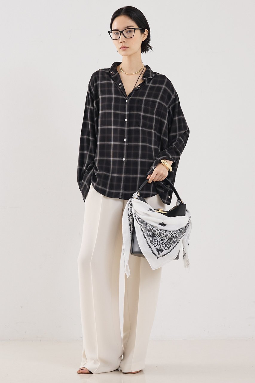 【ザ ストア バイ シー/THE STORE by C】の【REMI RELIEF】【別注】レーヨンツイルチェックシャツ2 大人の最旬トレンドファッション＆コーディネート founy(ファウニー) 　ファッション　Fashion　レディースファッション　Fashion for Women　トップス・カットソー　Cut & Sew Tops　シャツ・ブラウス・オフィスカジュアル　Elegant Blouses & Button-Ups　ウォッシュ　Washed Finish　カフス　Cuff Design　スリット　Slit, Slit Detail　スリーブ　Sleeve, Long Sleeve / Short Sleeve　チェック　Check, Plaid, Tartan　ドット　Polka Dot, Dot Pattern　ポケット　Pocket, Pocket Detail　ロング　Long, Long-Length　エレガント 上品　Elegant　別注　Limited Edition, Custom Order　other-3|ID: prp329100004877677 ipo3291000000036897868