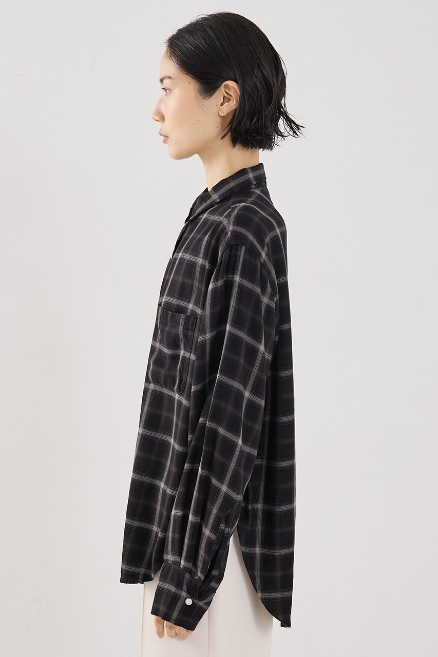 【ザ ストア バイ シー/THE STORE by C】の【REMI RELIEF】【別注】レーヨンツイルチェックシャツ2 大人の最旬トレンドファッション＆コーディネート founy(ファウニー) 　ファッション　Fashion　レディースファッション　Fashion for Women　トップス・カットソー　Cut & Sew Tops　シャツ・ブラウス・オフィスカジュアル　Elegant Blouses & Button-Ups　ウォッシュ　Washed Finish　カフス　Cuff Design　スリット　Slit, Slit Detail　スリーブ　Sleeve, Long Sleeve / Short Sleeve　チェック　Check, Plaid, Tartan　ドット　Polka Dot, Dot Pattern　ポケット　Pocket, Pocket Detail　ロング　Long, Long-Length　エレガント 上品　Elegant　別注　Limited Edition, Custom Order　other-6|ID: prp329100004877677 ipo3291000000036897871