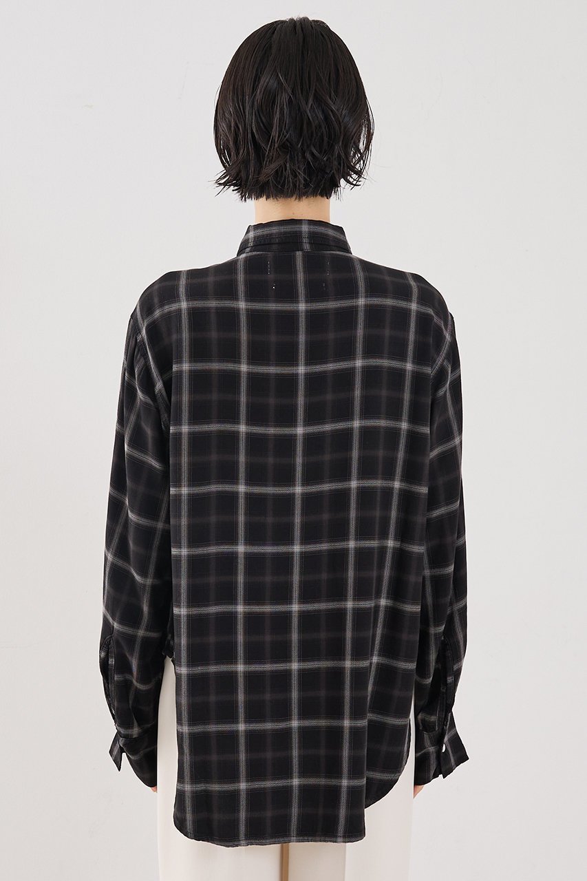 【ザ ストア バイ シー/THE STORE by C】の【REMI RELIEF】【別注】レーヨンツイルチェックシャツ2 大人の最旬トレンドファッション＆コーディネート founy(ファウニー) 　ファッション　Fashion　レディースファッション　Fashion for Women　トップス・カットソー　Cut & Sew Tops　シャツ・ブラウス・オフィスカジュアル　Elegant Blouses & Button-Ups　ウォッシュ　Washed Finish　カフス　Cuff Design　スリット　Slit, Slit Detail　スリーブ　Sleeve, Long Sleeve / Short Sleeve　チェック　Check, Plaid, Tartan　ドット　Polka Dot, Dot Pattern　ポケット　Pocket, Pocket Detail　ロング　Long, Long-Length　エレガント 上品　Elegant　別注　Limited Edition, Custom Order　other-7|ID: prp329100004877677 ipo3291000000036897872