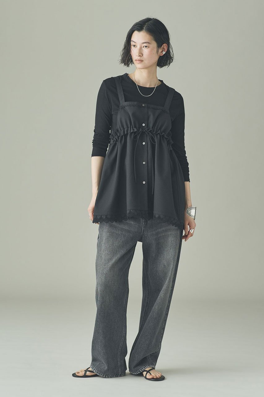 【カレンソロジー/Curensology】のワッフルキャミブラウス 人気、トレンドファッション・服の通販 founy(ファニー) 　ファッション　Fashion　レディースファッション　Fashion for Women　トップス・カットソー　Cut & Sew Tops　キャミソール&ノースリーブ　Camisoles & Sleeveless Tops　シャツ・ブラウス・オフィスカジュアル　Elegant Blouses & Button-Ups　インナー　Innerwear　ギャザー　Gathered, Ruffled　ノースリーブ　Sleeveless, No-Sleeve　フロント　Front, Front Design　ベスト　Vest, Waistcoat　レース　Lace, Lace Fabric　ロング　Long, Long-Length　ワッフル　Waffle, Waffle Knit　おすすめ　Recommended / Our Picks　新作・新入荷　New Arrivals / New In　other-5|ID: prp329100004877680 ipo3291000000036385961