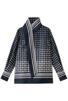 【エムフィル/M Fil】のGeo Shift プリント アシンメトリー ボウタイブラウス 人気、トレンドファッション・服の通販 founy(ファニー) ファッション Fashion レディースファッション Fashion for Women トップス・カットソー Cut & Sew Tops シャツ・ブラウス・オフィスカジュアル Elegant Blouses & Button-Ups アシンメトリー Asymmetrical Style カフス Cuff Design クラシック Classic, Timeless Style グラデーション Gradient, Ombre スリーブ Sleeve, Long Sleeve / Short Sleeve プリント Print, Printed Pattern モダン Modern, Contemporary リュクス Luxury, Elegant, High-End, Chic ロング Long, Long-Length エレガント 上品 Elegant thumbnail ネイビー|ID: prp329100004877692 ipo3291000000036386059