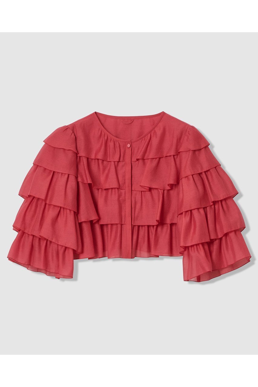 【アナイ/ANAYI】のオーガンジーティアードボレロ ブラウス インテリア・キッズ・メンズ・レディースファッション・服の通販 founy(ファニー) 　ファッション　Fashion　レディースファッション　Fashion for Women　アウター　Coat / Outerwear Collection　ボレロ・ショート丈ジャケット / ドレス羽織りに　Boleros & Short Jackets　トップス・カットソー　Cut & Sew Tops　シャツ・ブラウス・オフィスカジュアル　Elegant Blouses & Button-Ups　おすすめ　Recommended / Our Picks　オーガンジー　Organza Fabric　シンプル　Simple, Minimal　スリーブ　Sleeve, Long Sleeve / Short Sleeve　ボレロ　Bolero, Short Cardigan　ロング　Long, Long-Length　レッド|ID: prp329100004877699 ipo3291000000036386114