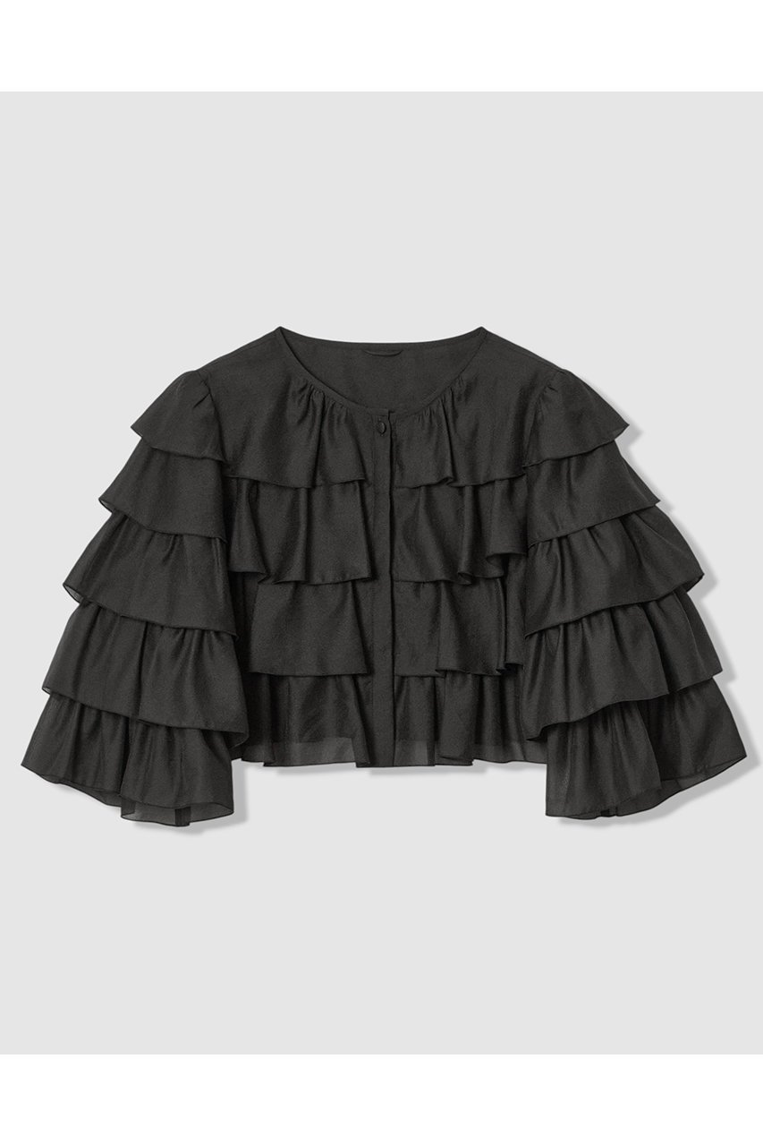 【アナイ/ANAYI】のオーガンジーティアードボレロ ブラウス インテリア・キッズ・メンズ・レディースファッション・服の通販 founy(ファニー) 　ファッション　Fashion　レディースファッション　Fashion for Women　アウター　Coat / Outerwear Collection　ボレロ・ショート丈ジャケット / ドレス羽織りに　Boleros & Short Jackets　トップス・カットソー　Cut & Sew Tops　シャツ・ブラウス・オフィスカジュアル　Elegant Blouses & Button-Ups　おすすめ　Recommended / Our Picks　オーガンジー　Organza Fabric　シンプル　Simple, Minimal　スリーブ　Sleeve, Long Sleeve / Short Sleeve　ボレロ　Bolero, Short Cardigan　ロング　Long, Long-Length　ブラック|ID: prp329100004877699 ipo3291000000036386115