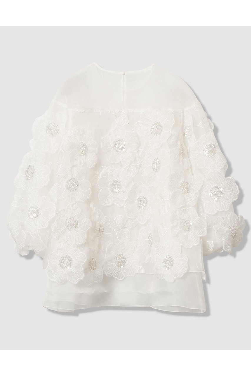 【アルアバイル/allureville】の【LOULOU WILLOUGHBY】オーガンフラワーブラウス 人気、トレンドファッション・服の通販 founy(ファニー) ファッション Fashion レディースファッション Fashion for Women トップス・カットソー Cut & Sew Tops シャツ・ブラウス・オフィスカジュアル Elegant Blouses & Button-Ups オーガンジー Organza Fabric ショート Short, Short Length スリーブ Sleeve, Long Sleeve / Short Sleeve デコルテ Décolleté, Neckline ビジュー Bijou, Jewel-like Accent フラワー Flower, Floral エレガント 上品 Elegant 無地 Plain, Solid Color other-2|ID: prp329100004877702 ipo3291000000036386140