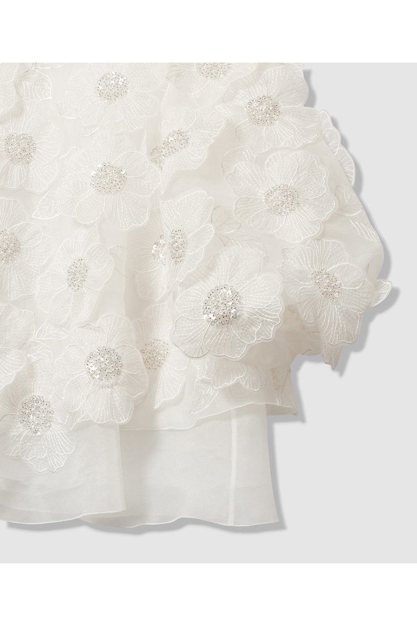 【アルアバイル/allureville】の【LOULOU WILLOUGHBY】オーガンフラワーブラウス 人気、トレンドファッション・服の通販 founy(ファニー) ファッション Fashion レディースファッション Fashion for Women トップス・カットソー Cut & Sew Tops シャツ・ブラウス・オフィスカジュアル Elegant Blouses & Button-Ups オーガンジー Organza Fabric ショート Short, Short Length スリーブ Sleeve, Long Sleeve / Short Sleeve デコルテ Décolleté, Neckline ビジュー Bijou, Jewel-like Accent フラワー Flower, Floral エレガント 上品 Elegant 無地 Plain, Solid Color other-4|ID: prp329100004877702 ipo3291000000036386142