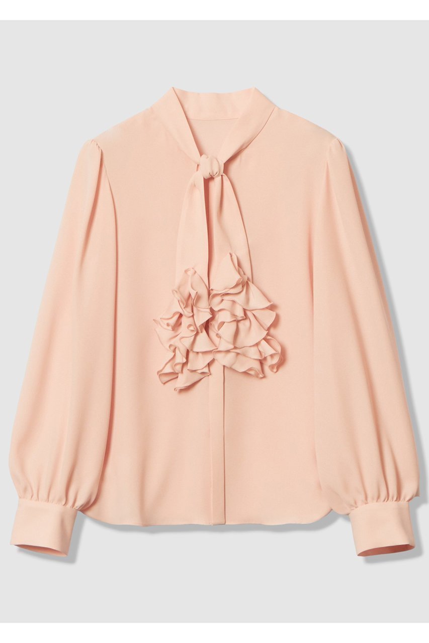 【アルアバイル/allureville】の【LOULOU WILLOUGHBY】ペタフリルボウタイブラウス インテリア・キッズ・メンズ・レディースファッション・服の通販 founy(ファニー) ファッション Fashion レディースファッション Fashion for Women トップス・カットソー Cut & Sew Tops シャツ・ブラウス・オフィスカジュアル Elegant Blouses & Button-Ups 2026年 2026 ギャザー Gathered, Ruffled シンプル Simple, Minimal ジャカード/ジャガード Jacquard, Woven Pattern スリーブ Sleeve, Long Sleeve / Short Sleeve フラワー Flower, Floral フリル Frill, Ruffle ボウタイ Bow Tie, Neck Bow モチーフ Motif, Design Theme リボン Ribbon, Bow ロング Long, Long-Length 春 Spring ピンク|ID: prp329100004877704 ipo3291000000036386158