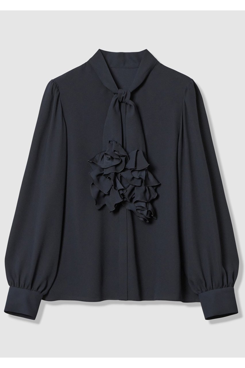 【アルアバイル/allureville】の【LOULOU WILLOUGHBY】ペタフリルボウタイブラウス インテリア・キッズ・メンズ・レディースファッション・服の通販 founy(ファニー) ファッション Fashion レディースファッション Fashion for Women トップス・カットソー Cut & Sew Tops シャツ・ブラウス・オフィスカジュアル Elegant Blouses & Button-Ups 2026年 2026 ギャザー Gathered, Ruffled シンプル Simple, Minimal ジャカード/ジャガード Jacquard, Woven Pattern スリーブ Sleeve, Long Sleeve / Short Sleeve フラワー Flower, Floral フリル Frill, Ruffle ボウタイ Bow Tie, Neck Bow モチーフ Motif, Design Theme リボン Ribbon, Bow ロング Long, Long-Length 春 Spring ネイビー|ID: prp329100004877704 ipo3291000000036386159