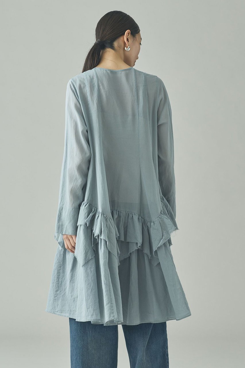 【カレンソロジー/Curensology】のランダムフリルアキハボイルブラウス 人気、トレンドファッション・服の通販 founy(ファニー) 　ファッション　Fashion　レディースファッション　Fashion for Women　トップス・カットソー　Cut & Sew Tops　シャツ・ブラウス・オフィスカジュアル　Elegant Blouses & Button-Ups　ショート　Short, Short Length　ストライプ　Stripe, Striped Pattern　スリーブ　Sleeve, Long Sleeve / Short Sleeve　チュニック　Tunic, Long Top　バランス　Balance, Style Balance　フリル　Frill, Ruffle　ランダム　Random, Irregular　ロング　Long, Long-Length　other-3|ID: prp329100004877706 ipo3291000000036386180