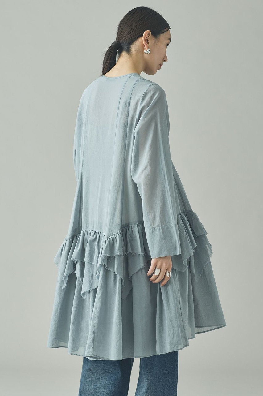 【カレンソロジー/Curensology】のランダムフリルアキハボイルブラウス 人気、トレンドファッション・服の通販 founy(ファニー) 　ファッション　Fashion　レディースファッション　Fashion for Women　トップス・カットソー　Cut & Sew Tops　シャツ・ブラウス・オフィスカジュアル　Elegant Blouses & Button-Ups　ショート　Short, Short Length　ストライプ　Stripe, Striped Pattern　スリーブ　Sleeve, Long Sleeve / Short Sleeve　チュニック　Tunic, Long Top　バランス　Balance, Style Balance　フリル　Frill, Ruffle　ランダム　Random, Irregular　ロング　Long, Long-Length　other-4|ID: prp329100004877706 ipo3291000000036386181