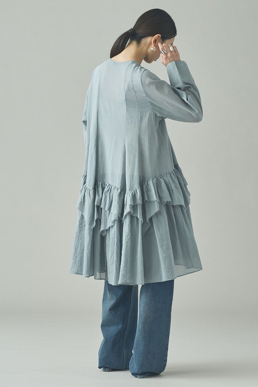 【カレンソロジー/Curensology】のランダムフリルアキハボイルブラウス 人気、トレンドファッション・服の通販 founy(ファニー) 　ファッション　Fashion　レディースファッション　Fashion for Women　トップス・カットソー　Cut & Sew Tops　シャツ・ブラウス・オフィスカジュアル　Elegant Blouses & Button-Ups　ショート　Short, Short Length　ストライプ　Stripe, Striped Pattern　スリーブ　Sleeve, Long Sleeve / Short Sleeve　チュニック　Tunic, Long Top　バランス　Balance, Style Balance　フリル　Frill, Ruffle　ランダム　Random, Irregular　ロング　Long, Long-Length　other-7|ID: prp329100004877706 ipo3291000000036386184