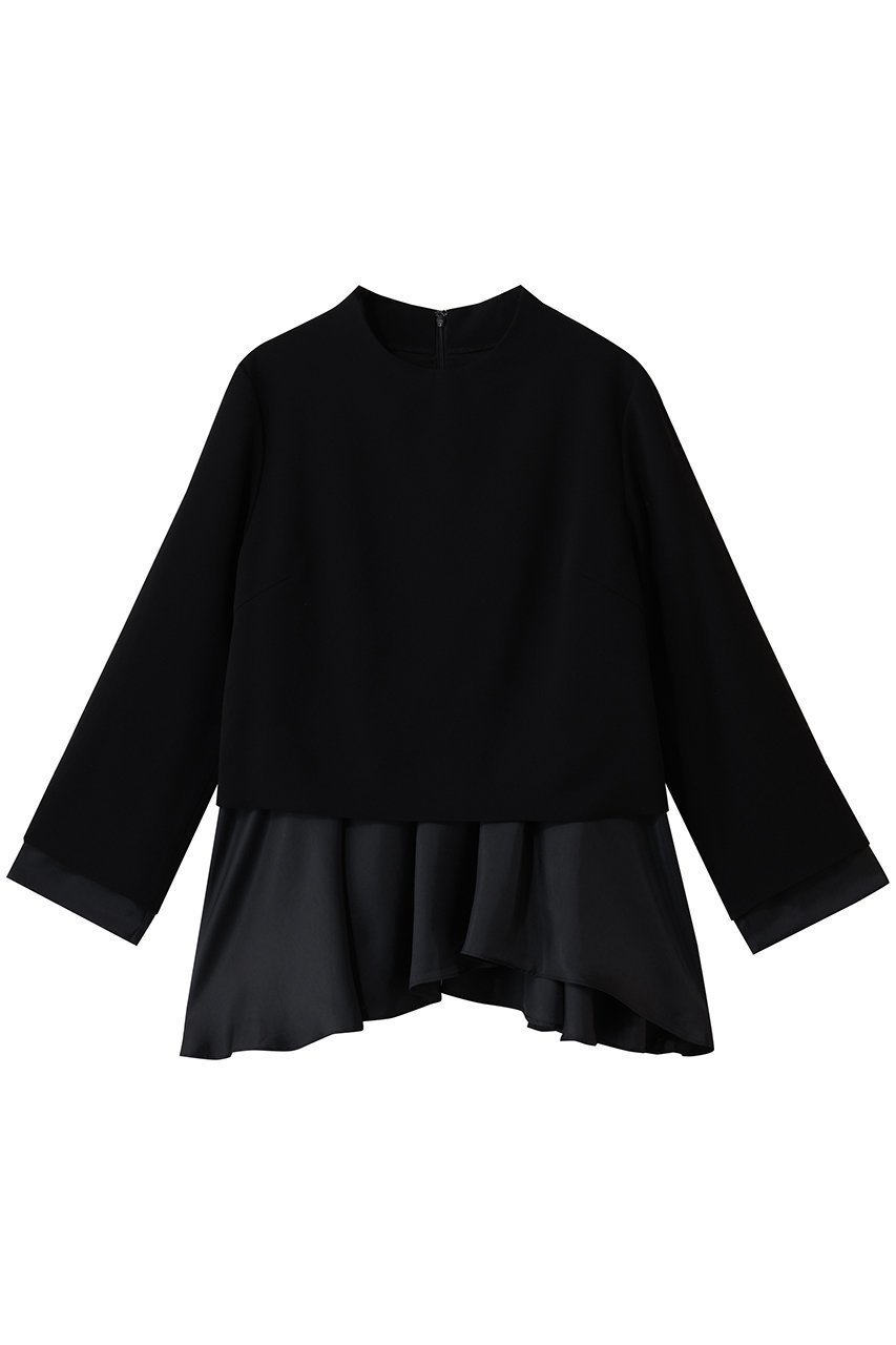 【ランバン オン ブルー/LANVIN en Bleu】のトリアセテートコンビブラウス インテリア・キッズ・メンズ・レディースファッション・服の通販 founy(ファニー) 　ファッション　Fashion　レディースファッション　Fashion for Women　トップス・カットソー　Cut & Sew Tops　シャツ・ブラウス・オフィスカジュアル　Elegant Blouses & Button-Ups　コンビ　Combo, Combination Style　スリーブ　Sleeve, Long Sleeve / Short Sleeve　ロング　Long, Long-Length　ブラック|ID: prp329100004877719 ipo3291000000036386281