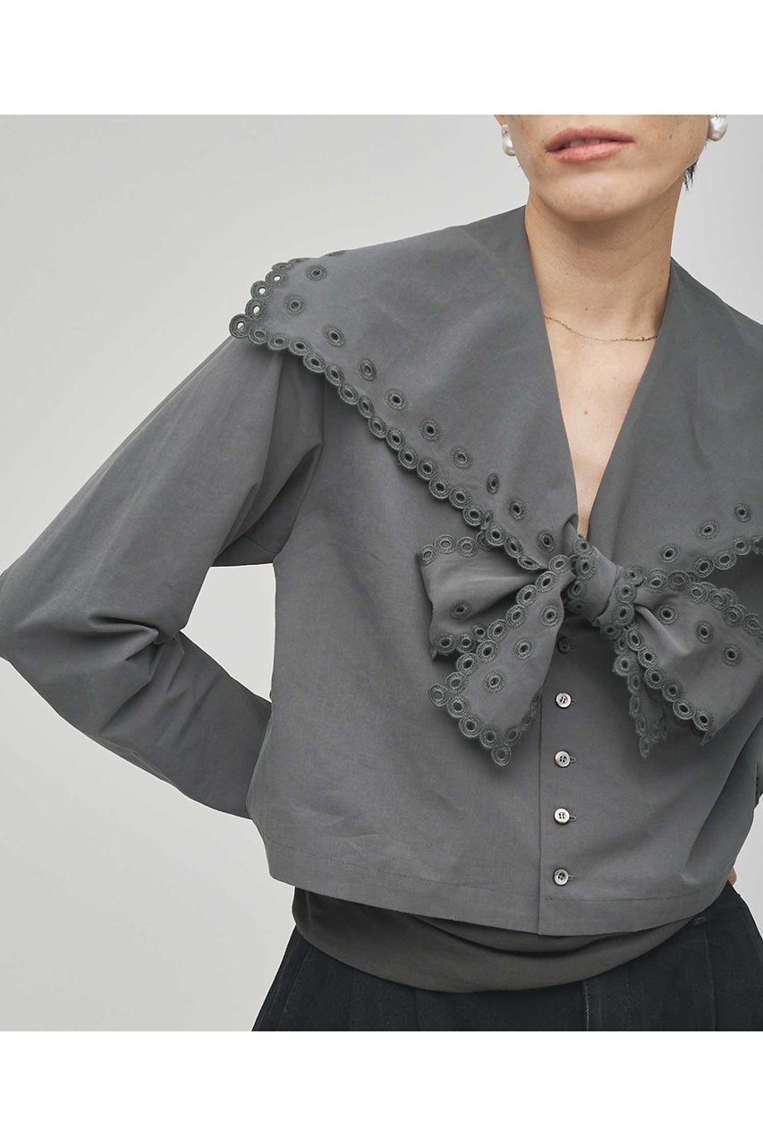 【ウィムガゼット/Whim Gazette】の【GEMINI】スカラップブラウス 人気、トレンドファッション・服の通販 founy(ファニー) 　ファッション　Fashion　レディースファッション　Fashion for Women　トップス・カットソー　Cut & Sew Tops　シャツ・ブラウス・オフィスカジュアル　Elegant Blouses & Button-Ups　ジャケット　Jacket, Outerwear　スカラップ　Scallop, Scalloped Edge　スリーブ　Sleeve, Long Sleeve / Short Sleeve　タイプライター　Typewriter Fabric, Crisp Cotton　ドット　Polka Dot, Dot Pattern　フランス　France, French　リネン　Linen, Linen Fabric　リボン　Ribbon, Bow　レース　Lace, Lace Fabric　ロング　Long, Long-Length　ヴィンテージ　Vintage Style　other-4|ID: prp329100004877734 ipo3291000000036386424