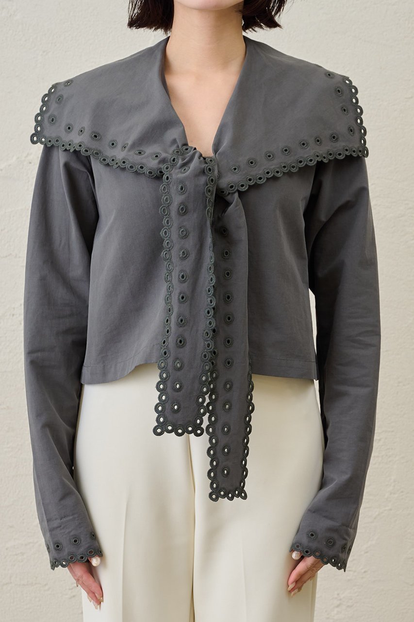 【ウィムガゼット/Whim Gazette】の【GEMINI】スカラップブラウス 人気、トレンドファッション・服の通販 founy(ファニー) 　ファッション　Fashion　レディースファッション　Fashion for Women　トップス・カットソー　Cut & Sew Tops　シャツ・ブラウス・オフィスカジュアル　Elegant Blouses & Button-Ups　ジャケット　Jacket, Outerwear　スカラップ　Scallop, Scalloped Edge　スリーブ　Sleeve, Long Sleeve / Short Sleeve　タイプライター　Typewriter Fabric, Crisp Cotton　ドット　Polka Dot, Dot Pattern　フランス　France, French　リネン　Linen, Linen Fabric　リボン　Ribbon, Bow　レース　Lace, Lace Fabric　ロング　Long, Long-Length　ヴィンテージ　Vintage Style　other-7|ID: prp329100004877734 ipo3291000000036386427