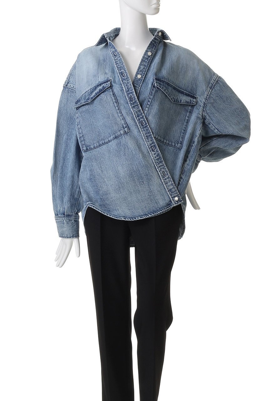 【サードマガジン/THIRD MAGAZINE】のデニム2WAYボクシーシャツ 人気、トレンドファッション・服の通販 founy(ファニー) 　ファッション　Fashion　レディースファッション　Fashion for Women　トップス・カットソー　Cut & Sew Tops　シャツ・ブラウス・オフィスカジュアル　Elegant Blouses & Button-Ups　スリーブ　Sleeve, Long Sleeve / Short Sleeve　デニム　Denim, Jeans Material　ブリーチ　Bleach, Washed Finish　ロング　Long, Long-Length　other-6|ID: prp329100004877753 ipo3291000000036386572