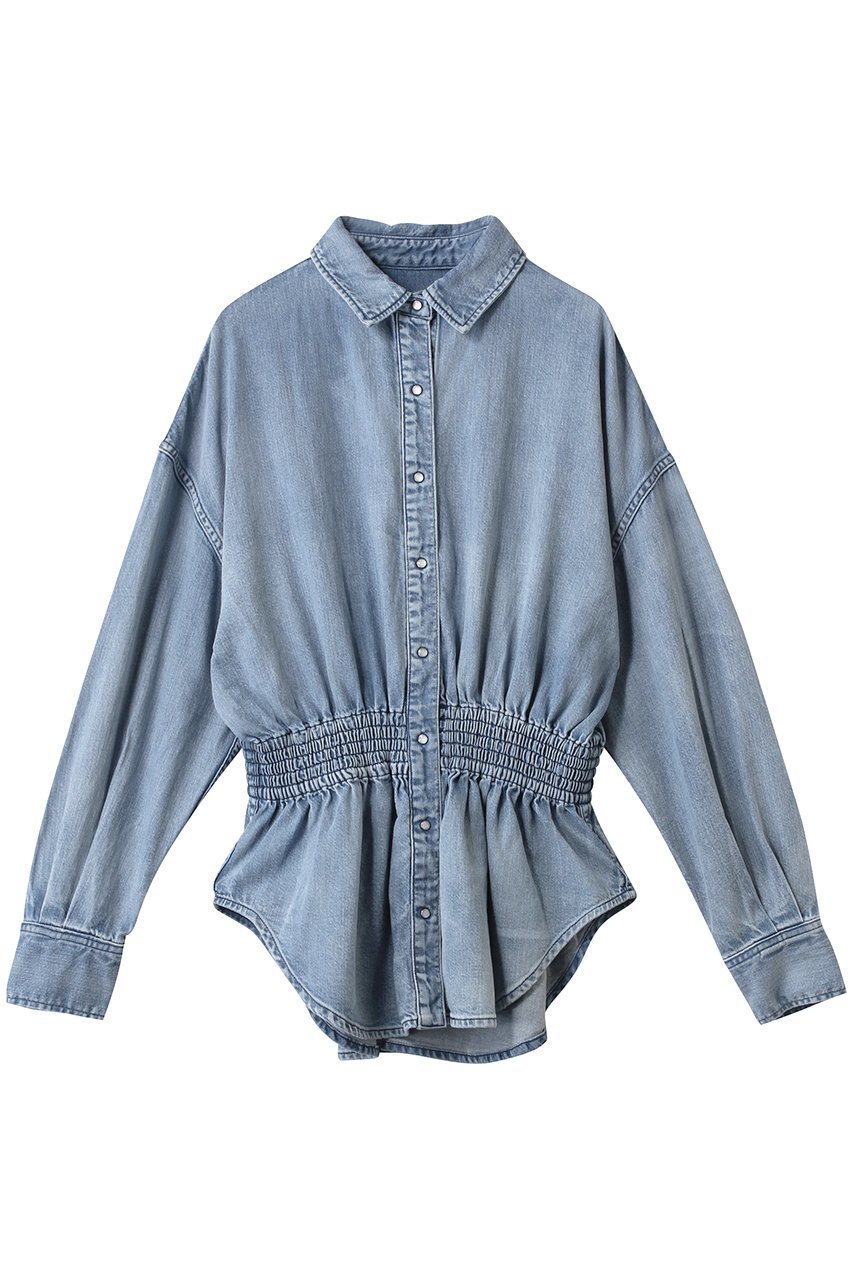 【サードマガジン/THIRD MAGAZINE】のウエストシャーリングデニムシャツ インテリア・キッズ・メンズ・レディースファッション・服の通販 founy(ファニー) 　ファッション　Fashion　レディースファッション　Fashion for Women　トップス・カットソー　Cut & Sew Tops　シャツ・ブラウス・オフィスカジュアル　Elegant Blouses & Button-Ups　おすすめ　Recommended / Our Picks　シャーリング　Shirring, Ruched　スニーカー　Sneakers, Trainers　スリーブ　Sleeve, Long Sleeve / Short Sleeve　デニム　Denim, Jeans Material　ボトム　Bottoms, Lower Wear　マキシ　Maxi, Full Length　ロング　Long, Long-Length　ブリーチ|ID: prp329100004877756 ipo3291000000036386590