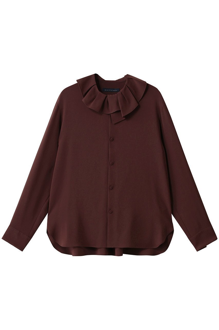 【マルティニーク/martinique】のアシンメトリーカラーブラウス インテリア・キッズ・メンズ・レディースファッション・服の通販 founy(ファニー) 　ファッション　Fashion　レディースファッション　Fashion for Women　トップス・カットソー　Cut & Sew Tops　シャツ・ブラウス・オフィスカジュアル　Elegant Blouses & Button-Ups　スリーブ　Sleeve, Long Sleeve / Short Sleeve　フリル　Frill, Ruffle　ロング　Long, Long-Length　ボルドー|ID: prp329100004877758 ipo3291000000036386613